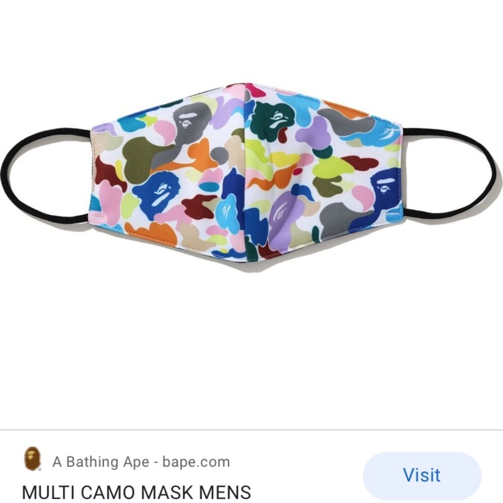 Bape multi color camo face mask white